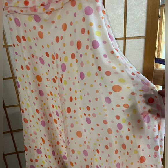 London Times Vtg y2k Random Polka Dot Silk Chiffon Dress Flowy Skirt Sleeveless - Picture 3 of 6